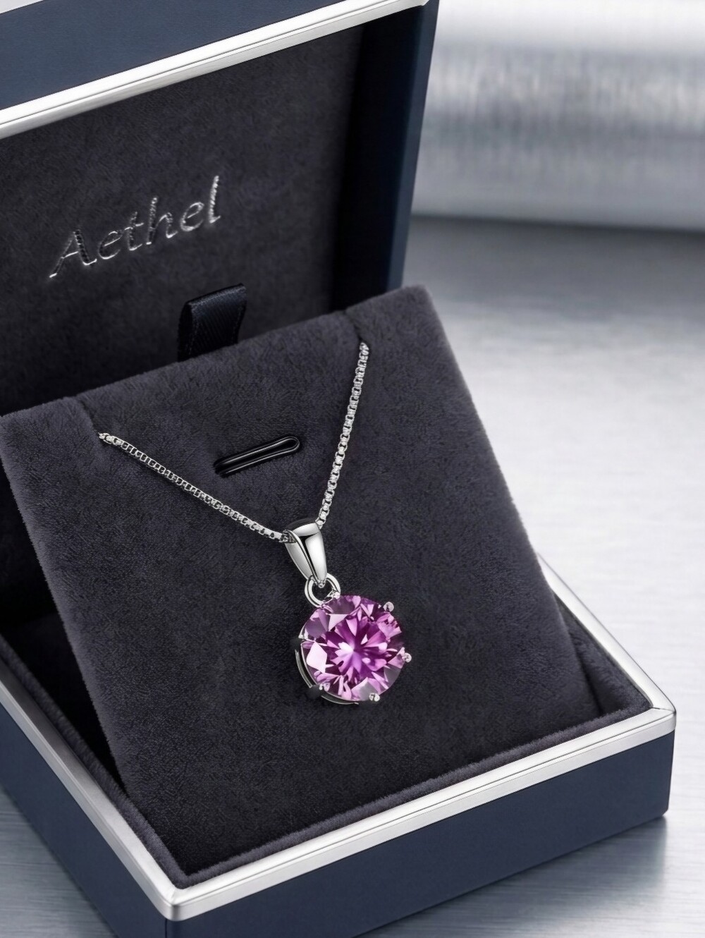 Moissanite Sakura Pink Pendant Necklace